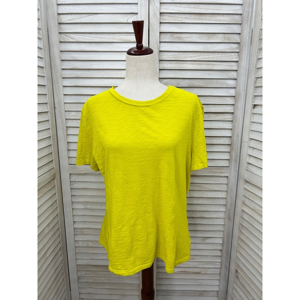 Theory XXL Yellow Slub Cotton tee Chartreuse Short Sleeve T-Shirt Burnout